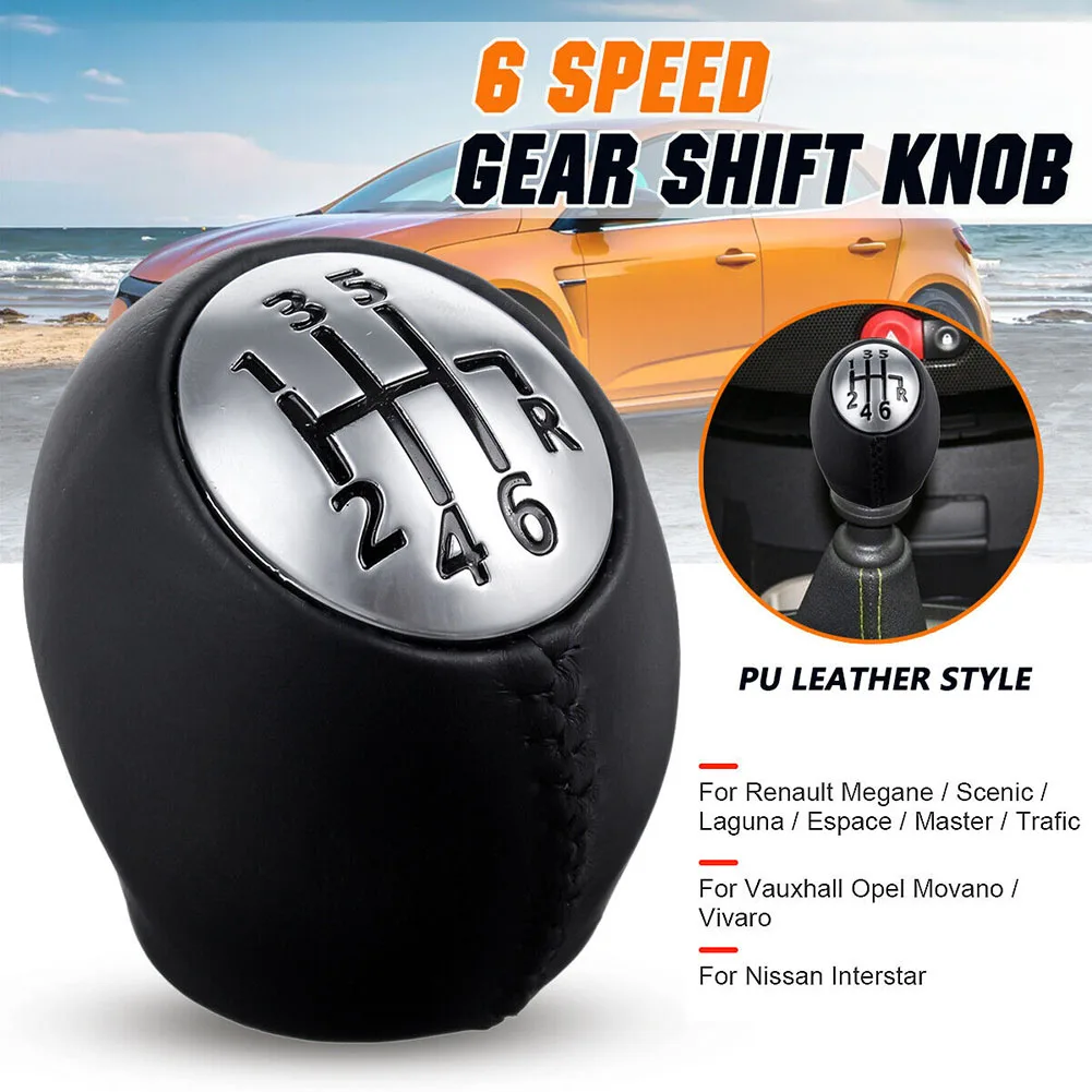 

Car Accessories 6 Speed Gear Shift Knob For Renault Megane Scenic Laguna Espace Master Trafic Silver Colored Cap Matte Hight Qua