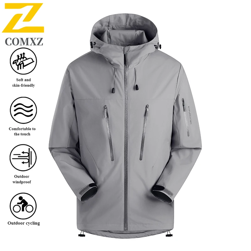 EIAO Spring Lightweight Windbreaker Jacket Multifunctional Fully Taped Seam Waterproof Windproof Outdoor Hiking Camping Fishing