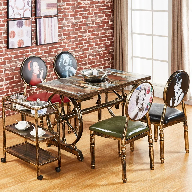 Sillas de comedor vintage para cocina, muebles para el hogar, sillas de comedor de hierro personalizadas, sillón con respaldo para cafetería