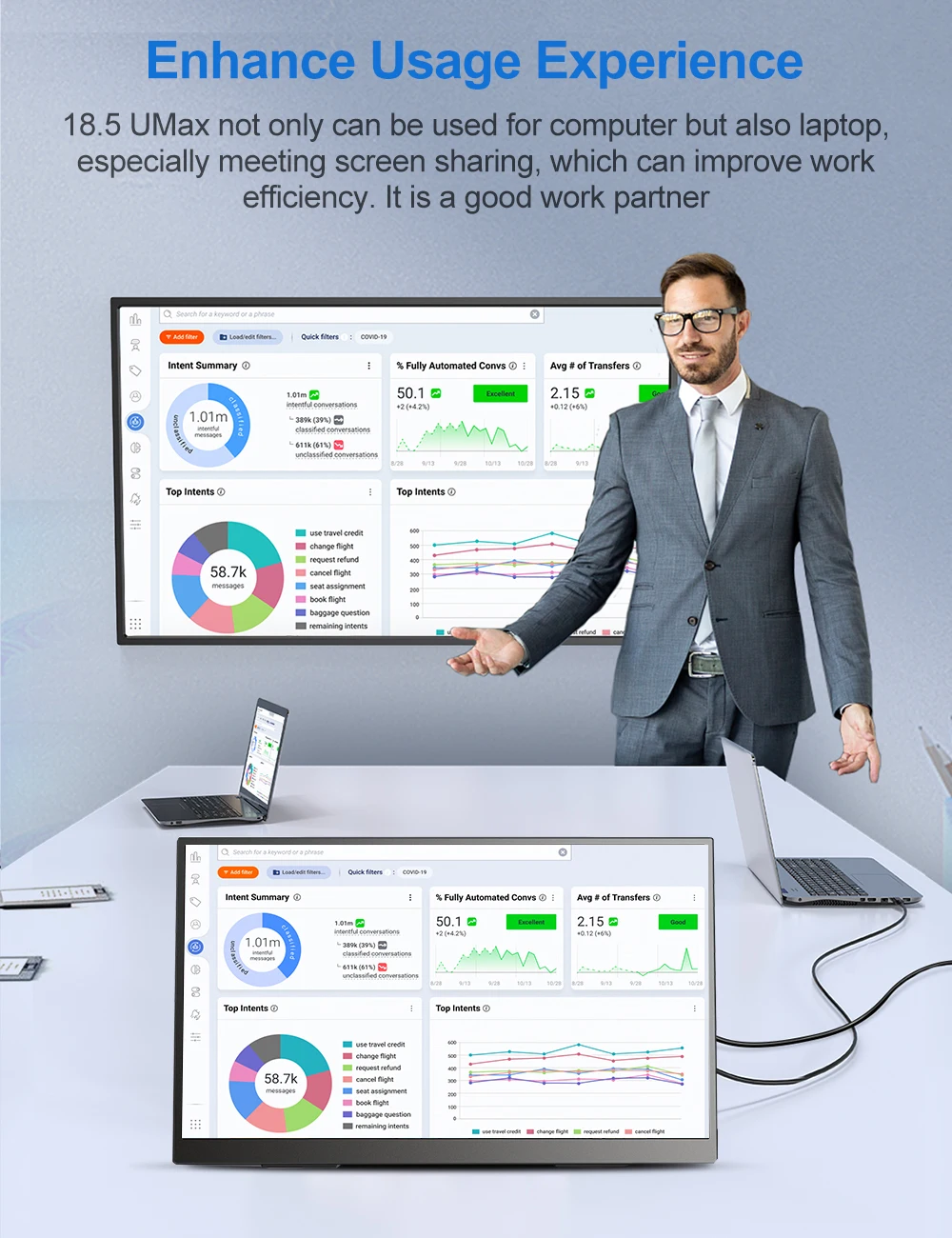 UPERFECT ޴  100% sRGB 1080P FHD IPS Ӹ   ÷, űĵ VESA Ŀ , 18.5 ġ, 120Hz