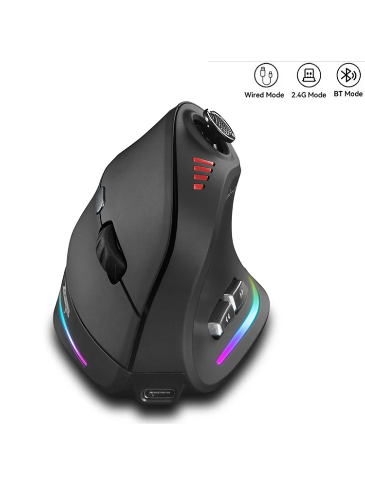 עכבר אנכי אלחוטי עם ג'וסטיק, עכבר משחק עם תאורה אחורית, כפתור תכנותי 24000DPI עכברים ארגונומיים עבור Mac Windows