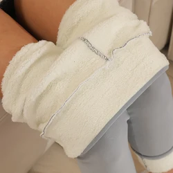 Women's Seamless High Waist Thermal Fleece Leggings - Winter Warm Streetwear Pants - S (Light gray)