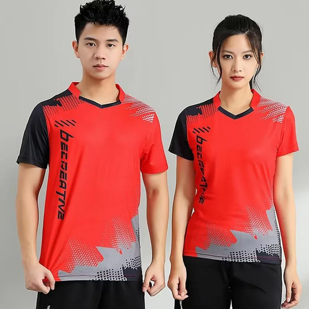 Letter Print Short Sleeve Table Tennis T-shirt for Men Women Quick Dry Summer Volleyball Tennis Ping Pong Badminton Uniform short sleeve t shirt,sports clothes