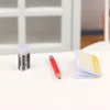 1Set 1:12 Dollhouse Miniature Notebook Pencil Eraser Model For Doll House Decor Accessories Kids Pretend Play Toys 3