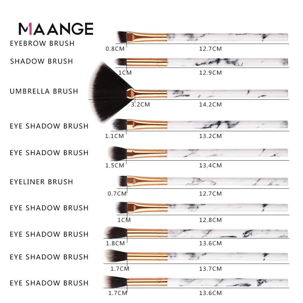 MAANGE 10 Marbling Eye Makeup Brush Set Beauty Tools 5631