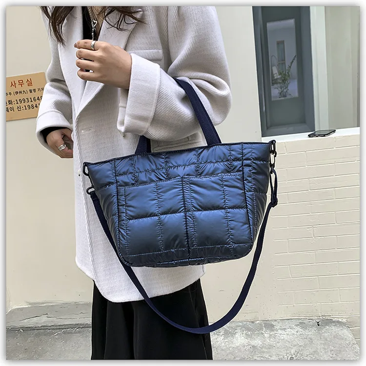 Nylon Quilted Women Handbags Fashion Cotton Padded Crossbody Bags for Women Designer Brands Down Space Shoulder Bag Purses 2022