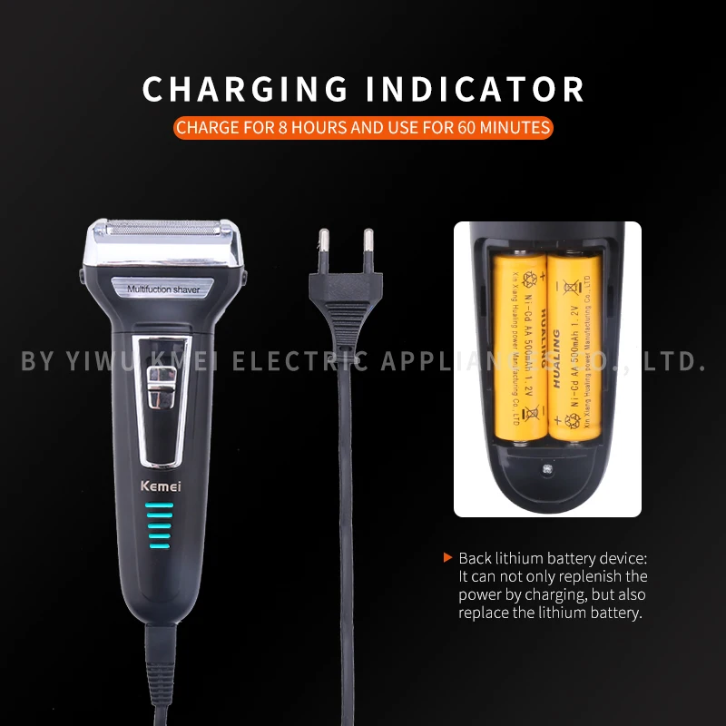 Kemei Km-6558 Multifunctional Waterproof 3 In 1 Cutter Head Usb Men Shaver Electric Kemei Electric Shaver 4