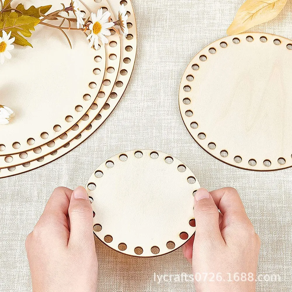Wooden Base Crochet Basket 10/15/30 cm Circular Blank For DIY