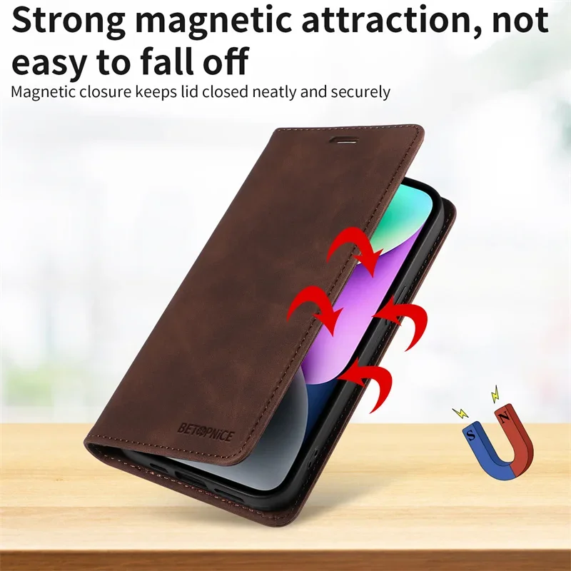 Magnetic Wallet Leather Flip Case with Stand and Card Slot