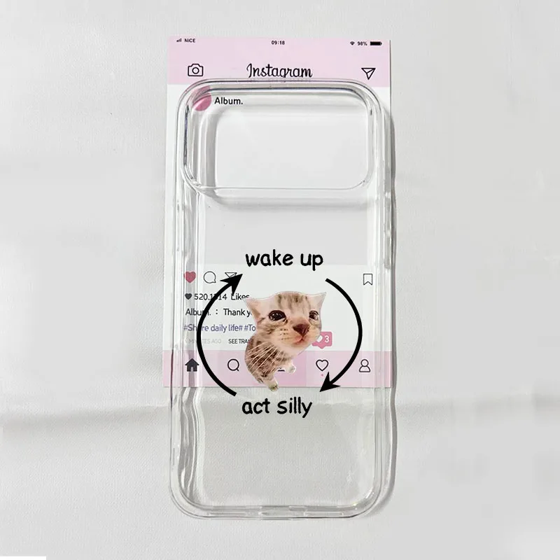 Humorous Cat Cartoon Clear Shockproof TPU Phone Case