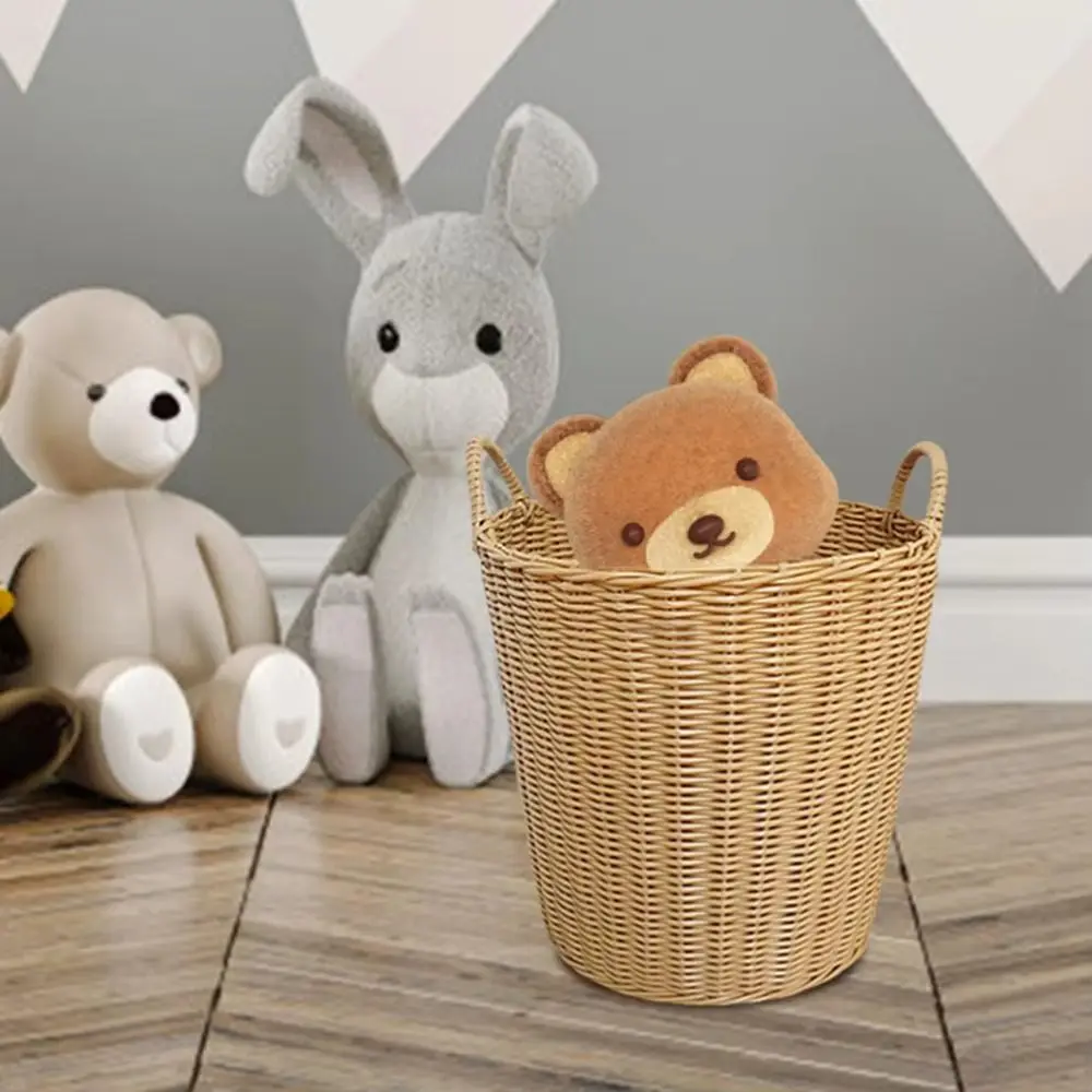 Portable Foldable Laundry Basket New Woven Rattan-Style Toys Storage Basket Durable Dirty Clothes Basket Wicker Baskets