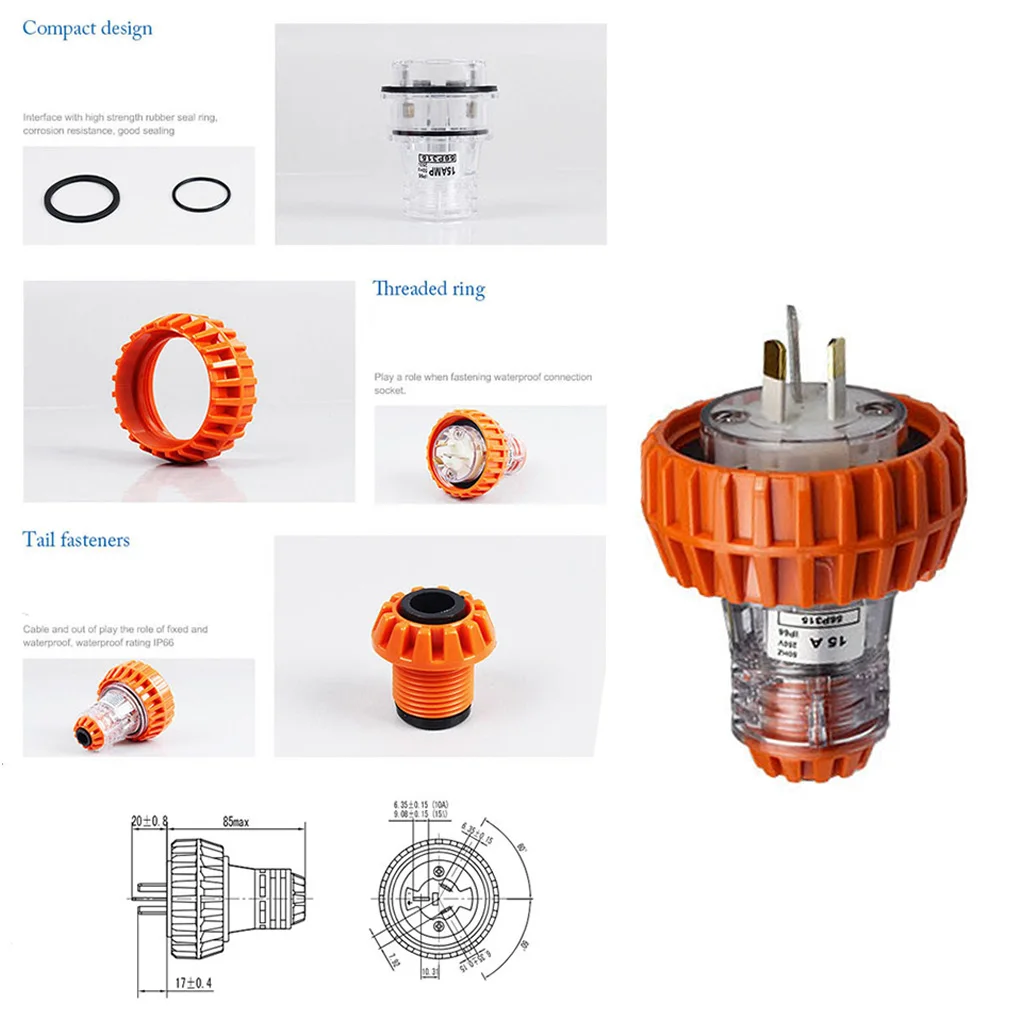 56P series Outdoor Waterproof Plug 10A 32A 50A Australian Standard Rainstorm-proof Balcony roof RV park Construction Site IP66