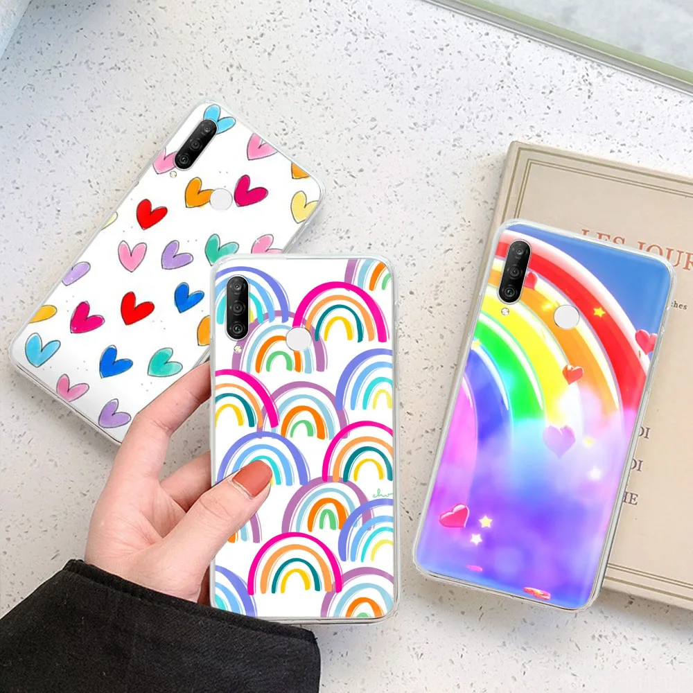 SJ-57 Rainbow colors Clear Case for Realme Narzo 50a C30s 9i C35