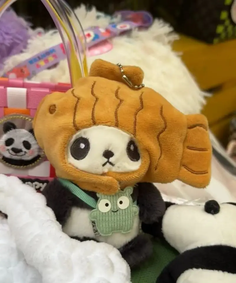 Panda-カップルのためのぬいぐるみキーホルダー,かわいい