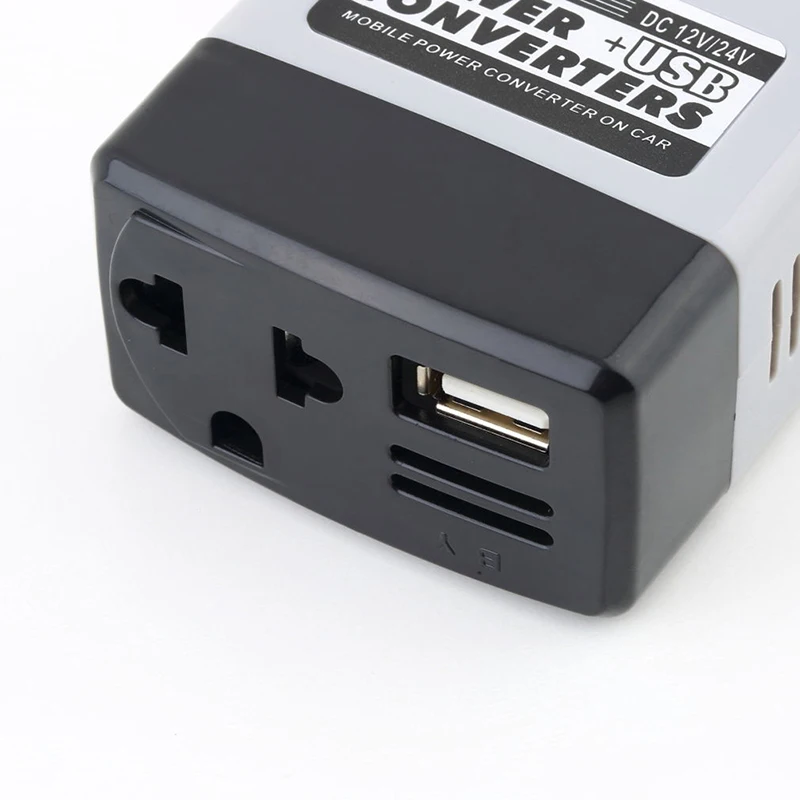 Car Mobile Converter Inverter Adapter DC 12V/24V to AC 220V Charger Power+USB