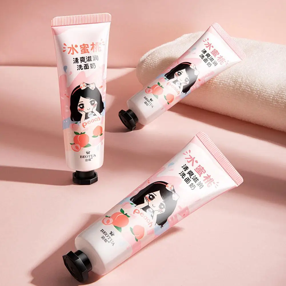 honey peach Facial Cleanser Foam Face Wash Collagen Care Cleansing Oil Moisturizing Skin 30g Shrink Control Pores B4J8 5