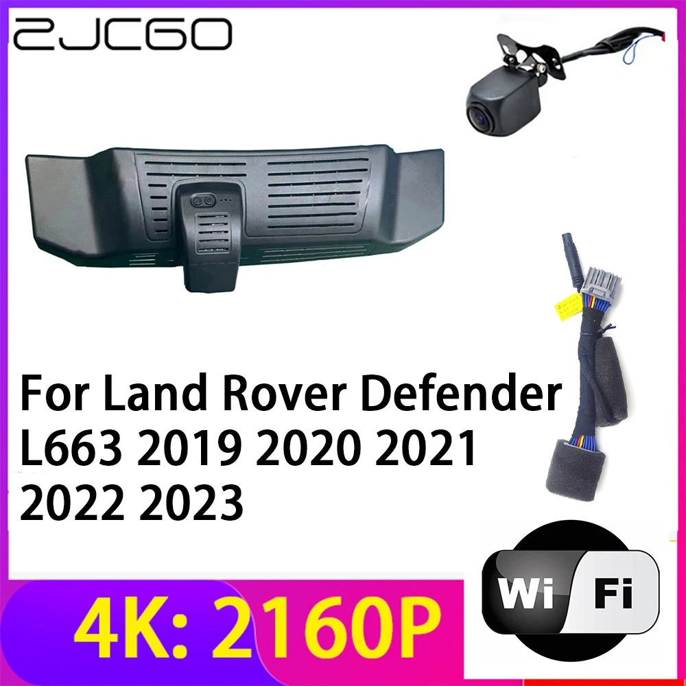 Zjcgo 4K 2160P Dash Cam Dvr Camera 2 Lens Recorder Wifi Visione Notturna Per Land Rover Defender L663 2019 2020 2021 2022 2023
