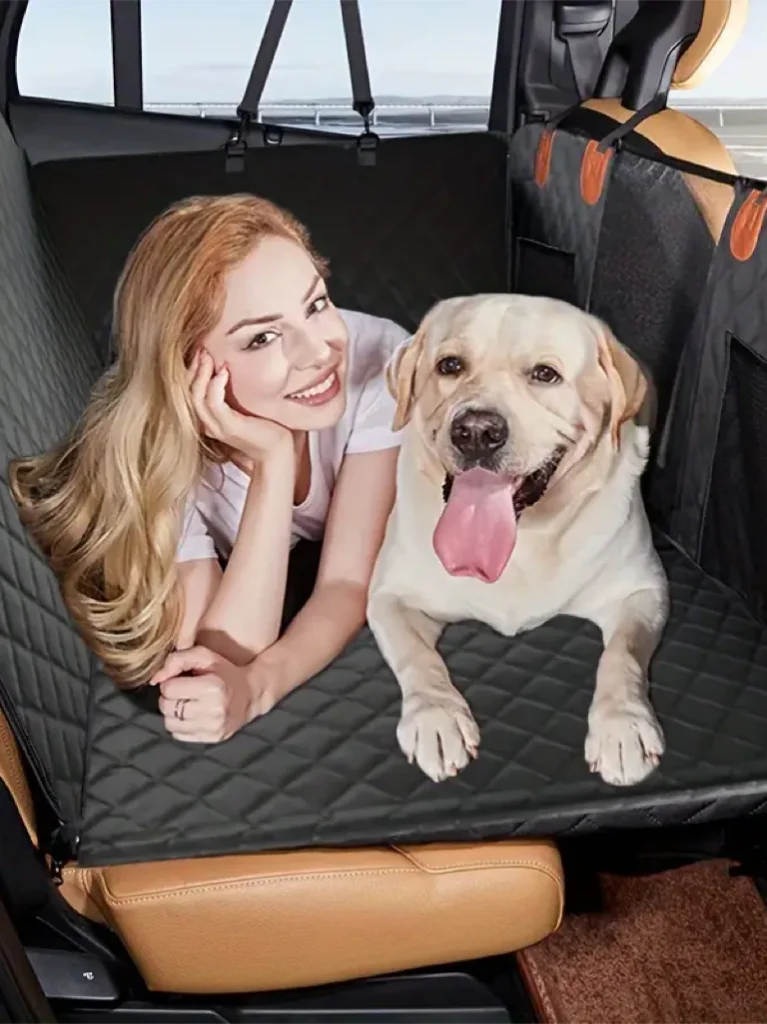 Ultimate Waterproof Dog Car Seat Cover-Scratch-Proof Hammock with Mesh Window-Secure Anti-Slip Design for Cars, SUVs & Truck