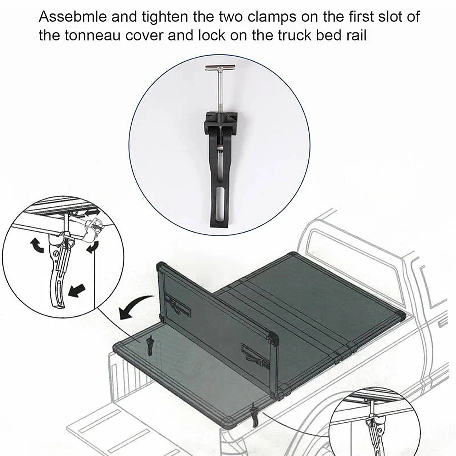 Universal Replacement Parts Tonneau Cover Clamp Truck Bed Cover Clamp Bolts Set for Hard Tri-Fold Tonneau Cover Rear
