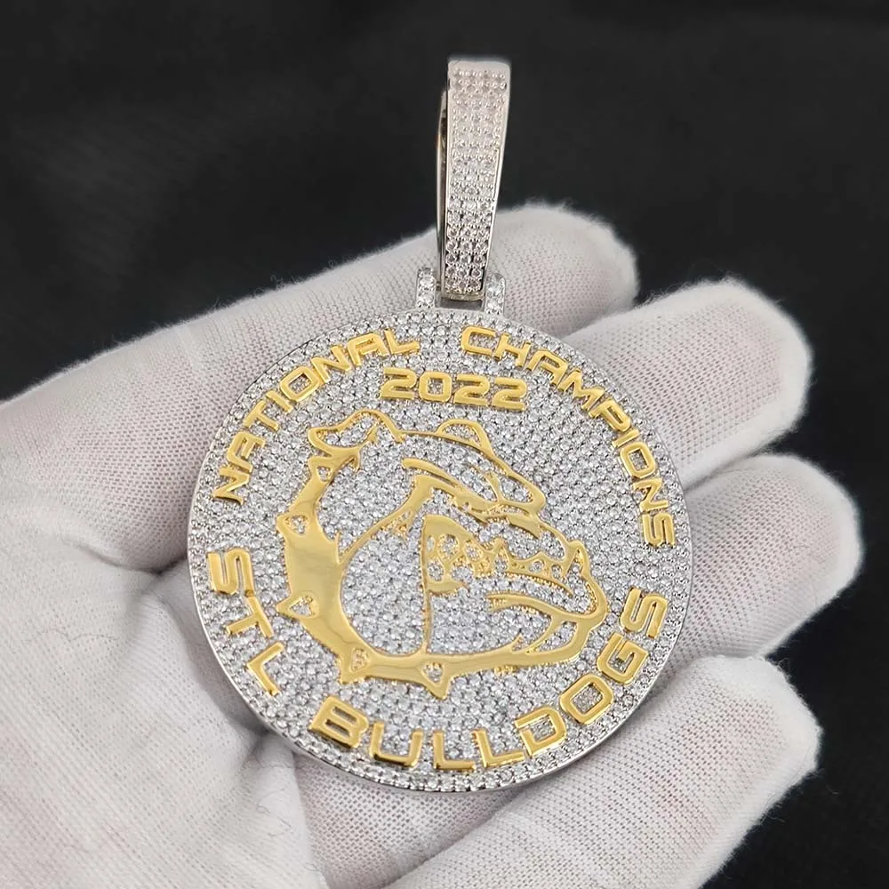50MM Iced Out Style Personality Hip Hop Customized 18k Gold Plating Shine Diamond Luxury Men's Big Pendant With Tennis Necklace