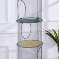 Foldable Toys Storage Hanging Basket Four-grid Visible Cylindrical Storage Hanging Bag Clothes Underwear Socks Drying Basket 4