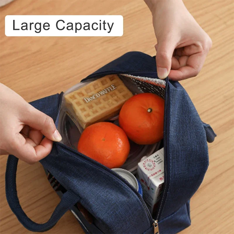 1PCs Fresh Cooler Bags Waterproof Nylon Portable Zipper Thermal Oxford Lunch Bags For Women Convenient Lunch Box Tote Food Bags