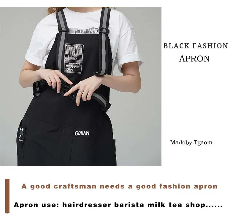 Mode benutzer definierte Korea Nylon wasserdichte Schürze Coffeeshop Friseur Florist Arbeits kleidung lange Schlitz verstellbare Nagels tudio Schürze – Detail 5