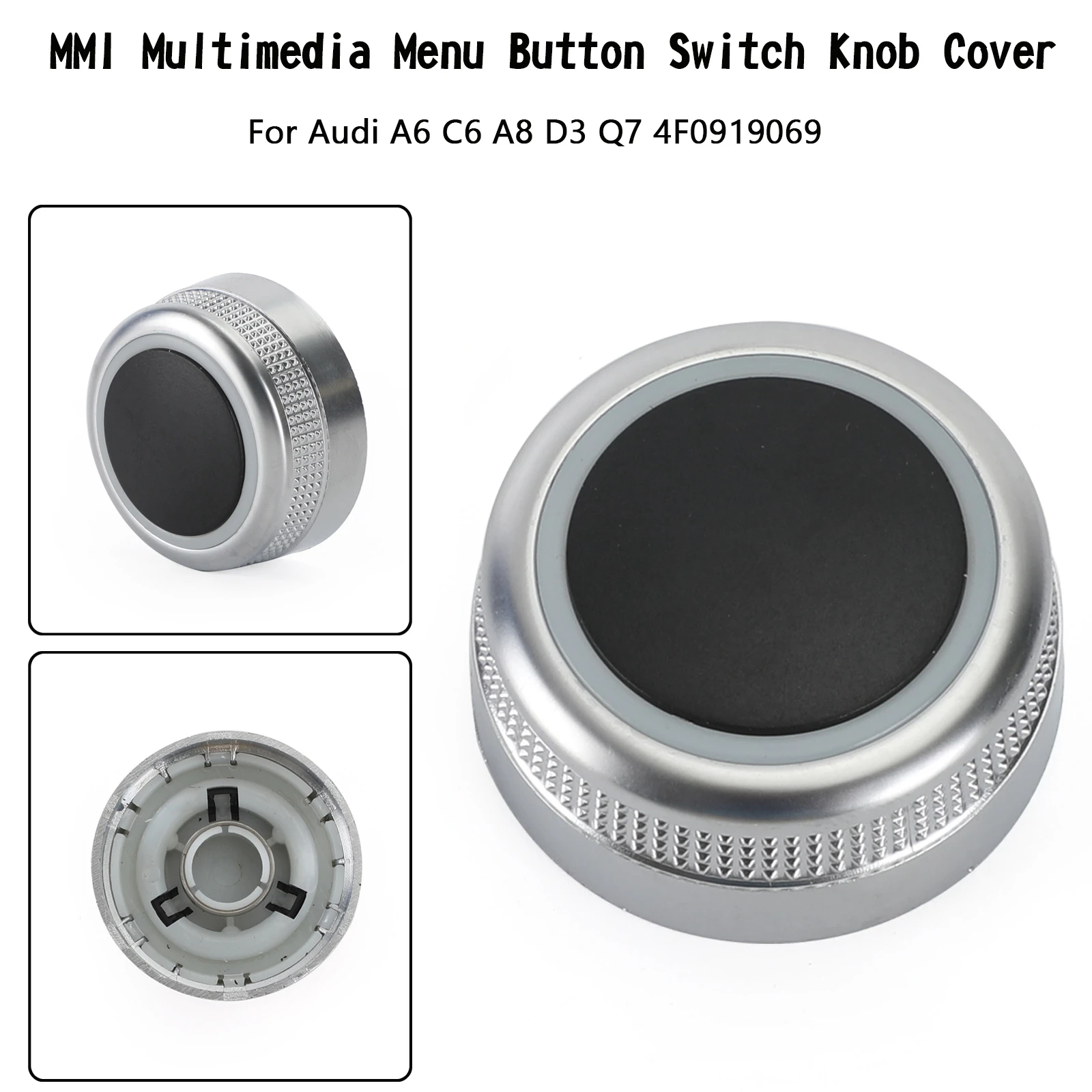 Bouton De Volume Multimédia MMI Pour Audi A6 A8 Q7 S6 - Pièce De Rechange 4F0919070 - Compatible 2003-2011 - Plastique Noir/Argent