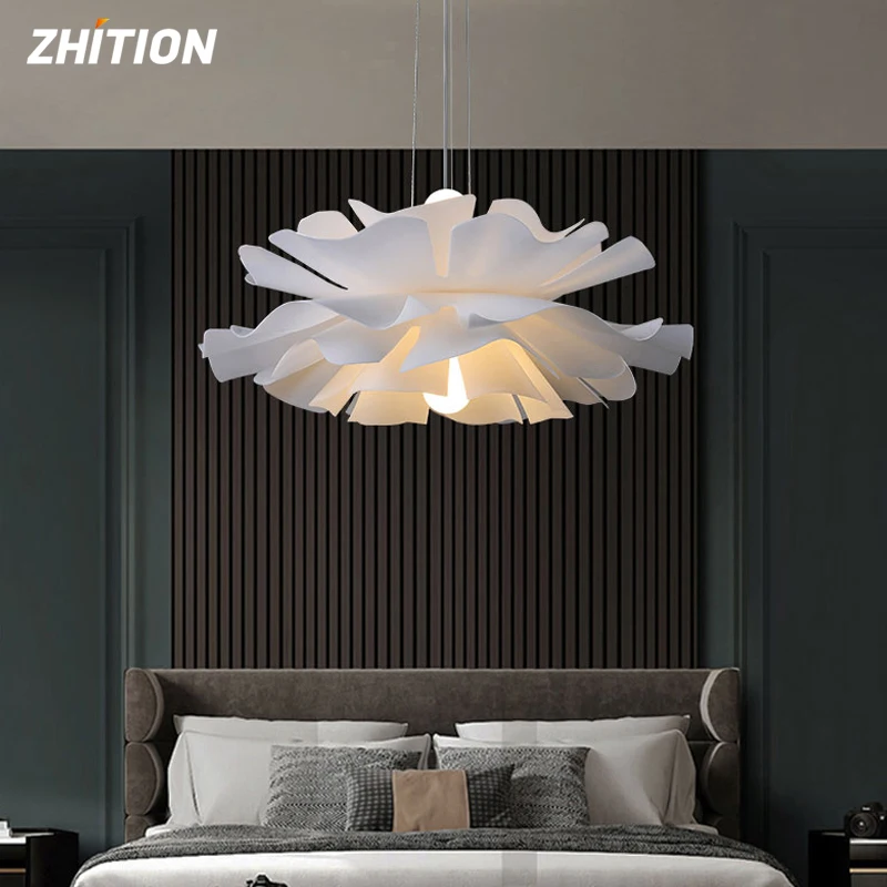 

ZHITION Bedroom chandelier Nordic ins girls' room lighting creative designer restaurant light net red flower lamp