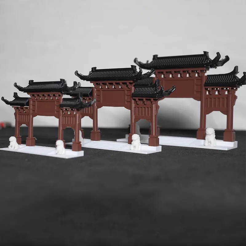 Chinese Archway Landscape Model - Ancient Style Miniature Pavilion, Rockery, Pond for Aquarium, Bonsai, Zen Garden Decor