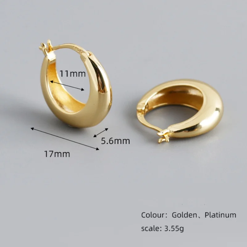 18K Real Gold-Plated Metal Chunky Hoop Earrings for Women Punk Thick Huggie Ear Jewelry Gifts