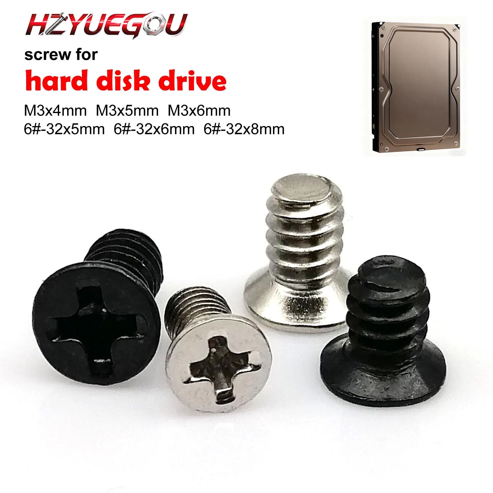 HZYUEGOU 100X 6 # -32 M3 Computer PC Gehäuse 2,5" 3,5" Zoll Festplatten-HDD Austausch Server-Schublade Montage Reparatur Phillips-Schraube
