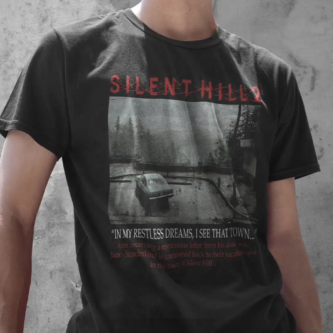 Loose Short Sleeved T Shirt Men Silent Hill 2 T Shirts Cotton Clothing Casual Short Sleeve Round Neck Tee Shirt Adult T-Shirts Oversized Tee High Street Top