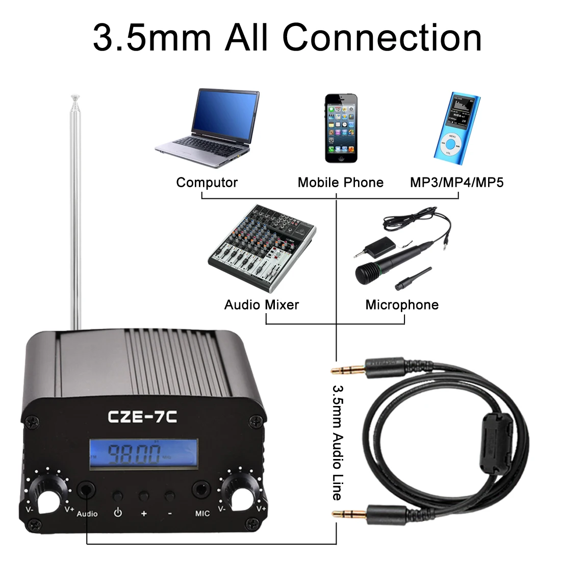 7w fm transmitter for radio broadcasting for church professional 7 watt fm broadcast transmitter kit long range with antenna video wireless transmitter