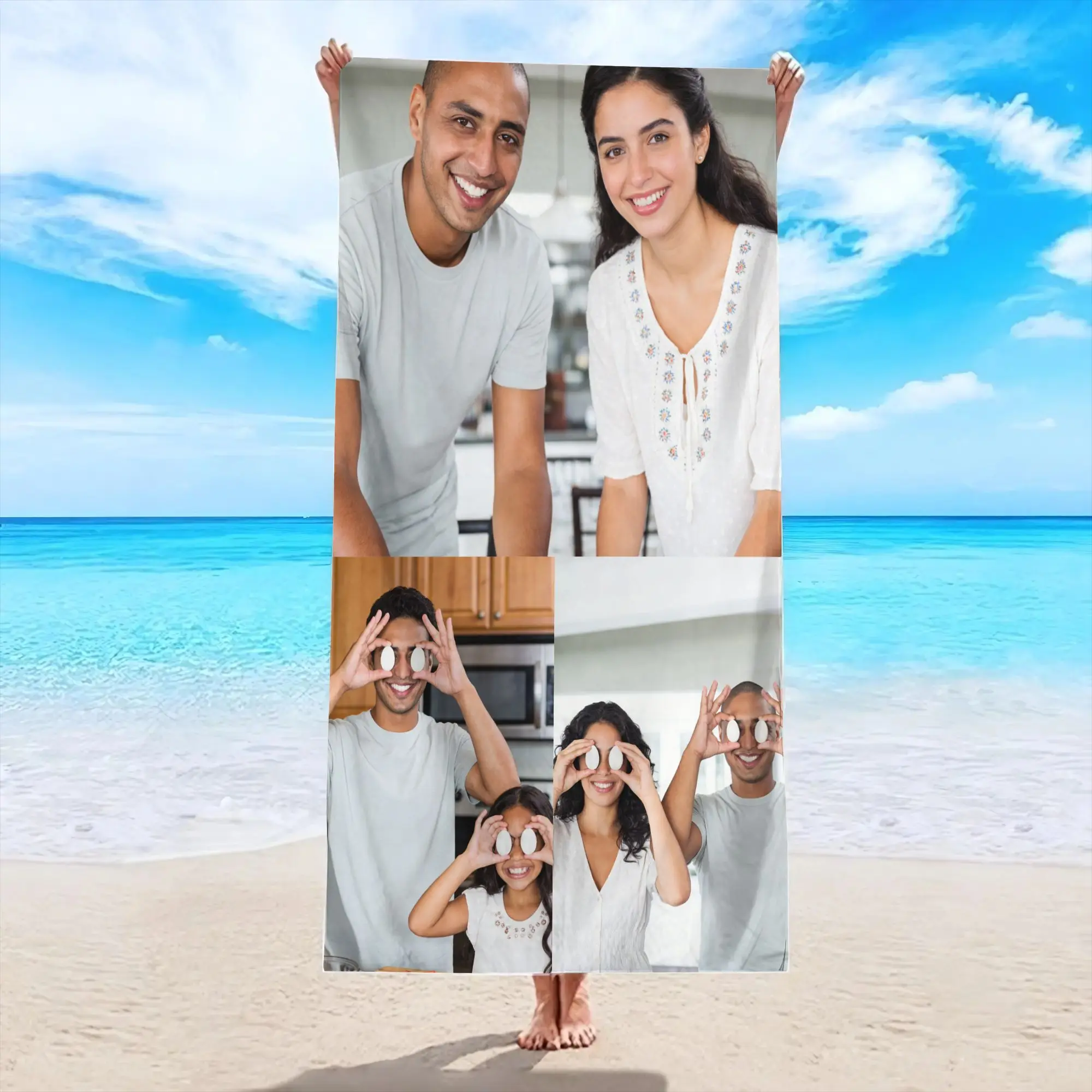 Custom Photo Beach Towel Soft Microfiber Lightweight Polyester Towel Anti-Sand For Family Friends Party Quick-Drying Bath Towel