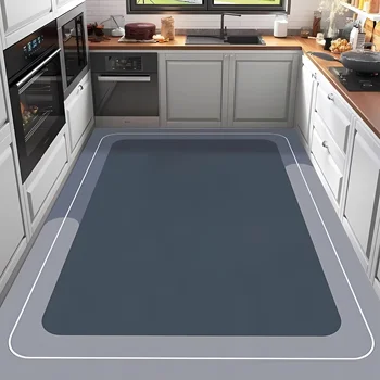 100x200 Blue Grey Diatomaceous Earth Kitchen Floor Mat, Fully Laid Can Be Cut Dirt Resistant and Slip Resistant Mat 1