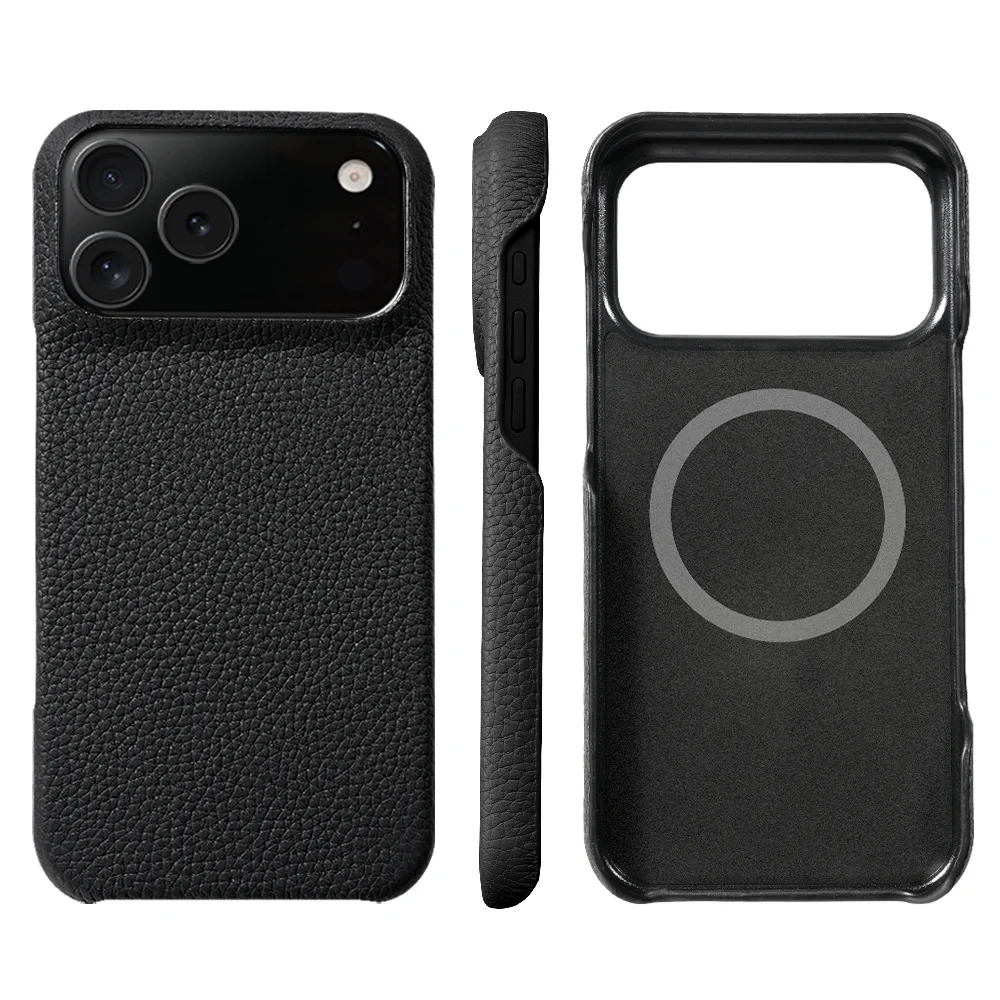 Luxurious Lychee Leather Magnetic Phone Case with Magsafe