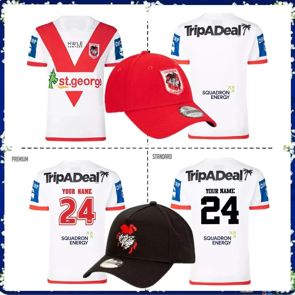 

2024 St George Illawarra Dragons Home Rugby Jersey 2024/25 Dragons MENS black Baseball Cap hats TRAINING JERSEY size S-5XL