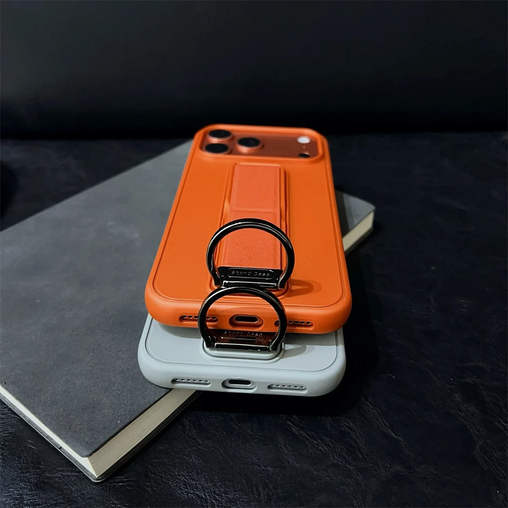 Metallring-Handgelenkschlaufenhalterung, Handyhülle für iPhone 17, 16, 15, 14, 13, Pro Max Plus, Luftständer, Ständer, Silikon-Schutzhülle – Detail 15