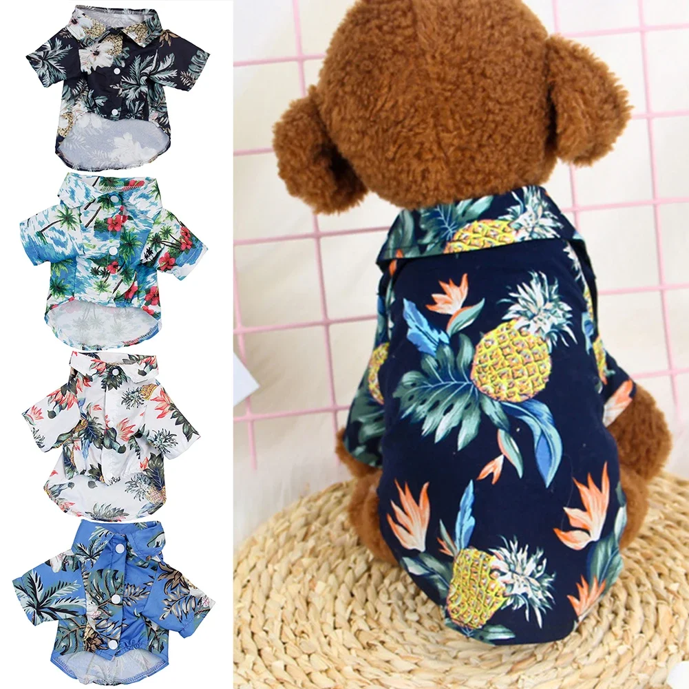 HawaiianStyleDogTShirtsThinBreathableSummerPrintedDogClothes