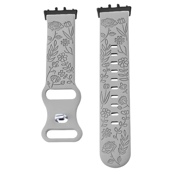 Floral Design Silicone Engraving Watch Strap Bracelet