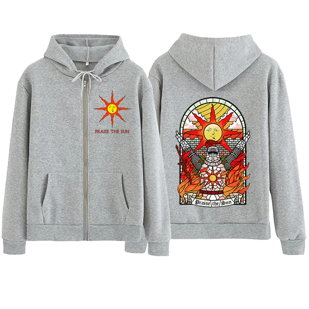 Dark Souls Praise The Sun Zipper Hoodie Harajuku Pullover Tops