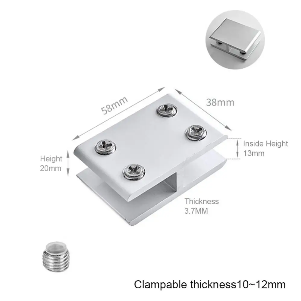 Glass Clip 1 Piece 180 Degree Adjustable Aluminum Alloy Glass Support Bracket 2 Sides Connected for Display Cabinets