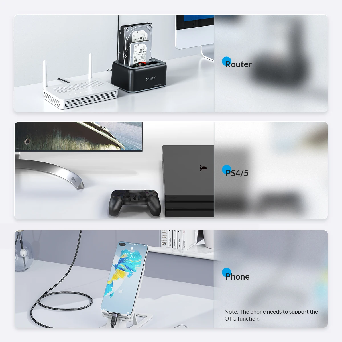 orico estação de ancoragem polegada sata para hdd caso com clone offline fonte de alimentação