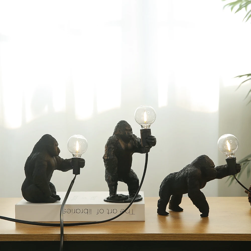 King Kong Gorilla Animal Table Lamp Indoor Resin Decoration Small Night Lamp Creative Crafts Gorilla Table Decor Lamp 6