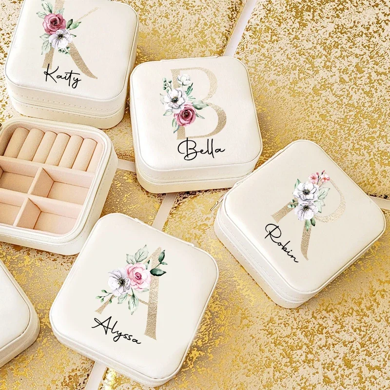 Jewelry Boxes Case Personalized Jewelry Boxes Travel Jewelry Case Initial with Name Gifts for Her