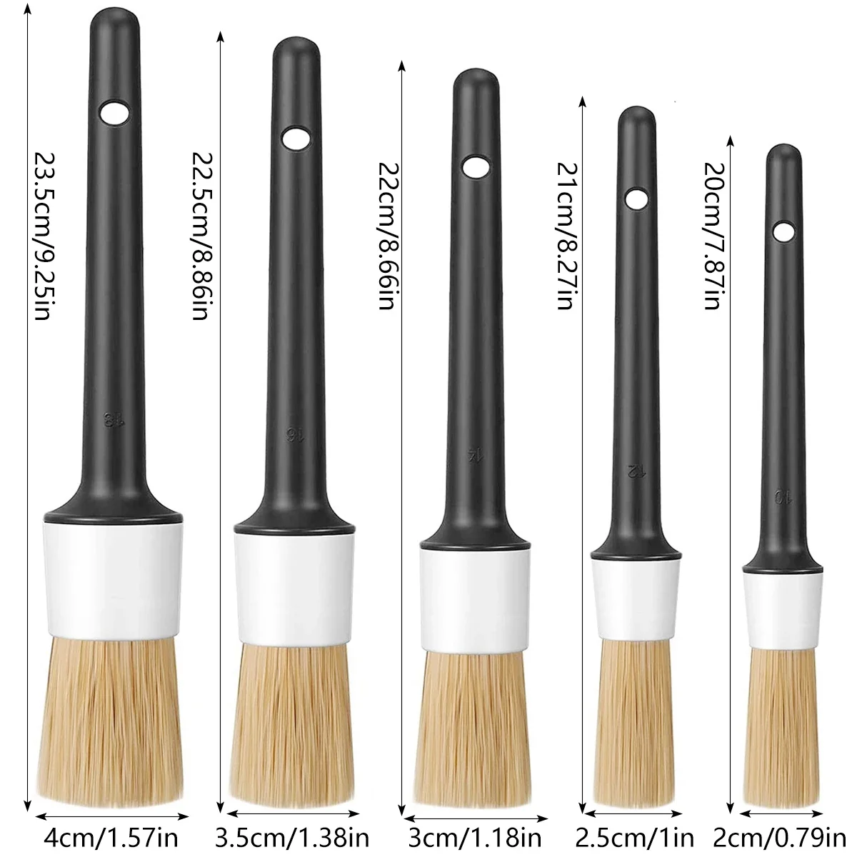 5Pcs Car Detailing Brushes Not Scratching Car Premium Dense Detail Brush for Washing Emblems Wheels Interior Auto Accessories 6