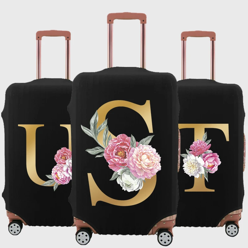 

Suitcase Protective Covers Elastic Luggage Dust Cover 26 Flower Letter Print for 18"-28" Baggage Travel Bag Case Accessories