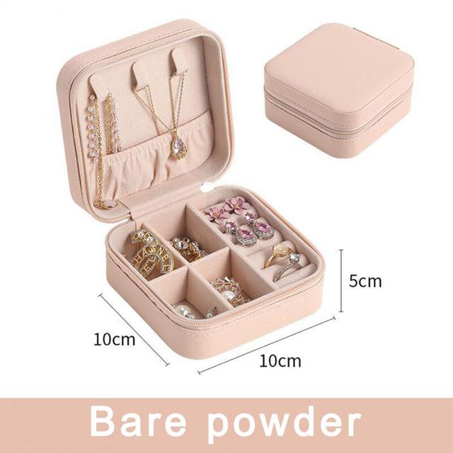 Portable Jewelry Storage Box Leather Case Boxes Travel Organizer Display Earrings Necklace Ring Jewelry Storage Organizer