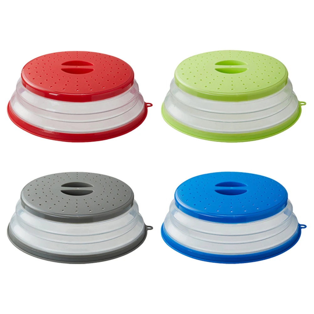 Collapsible silicone microwave cover lid colander strainer for fruit vegetables